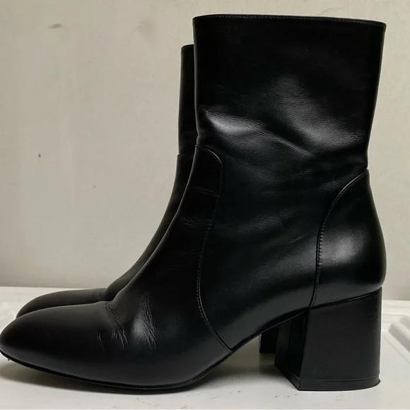 Stuart Weitzman Flareblock 60 Zip Bootie Heel Walnut Brown Leather Boot Size 7b - Picture 4 of 11